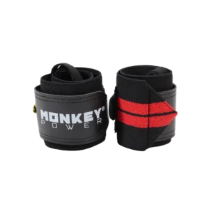 Muñequeras Elásticas Monkey Power – Color Negro con Líneas Rojas